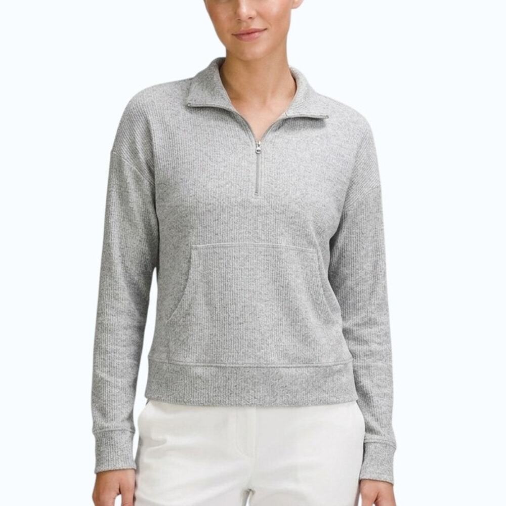 Market & Spruce Half Zip Pullover Gray Heather Knit Women Size Large NWOT